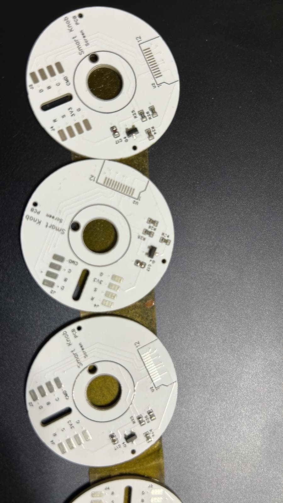 Smart Knob PCB boards — custom circular PCBs designed for automotive HMI rotary controllers